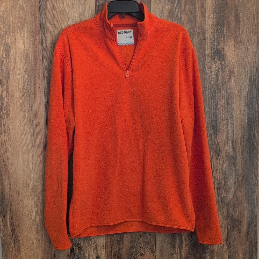 Old Navy Men's Bright Orange 1/4 Zip Fleece Pullover Jacket L 728AF